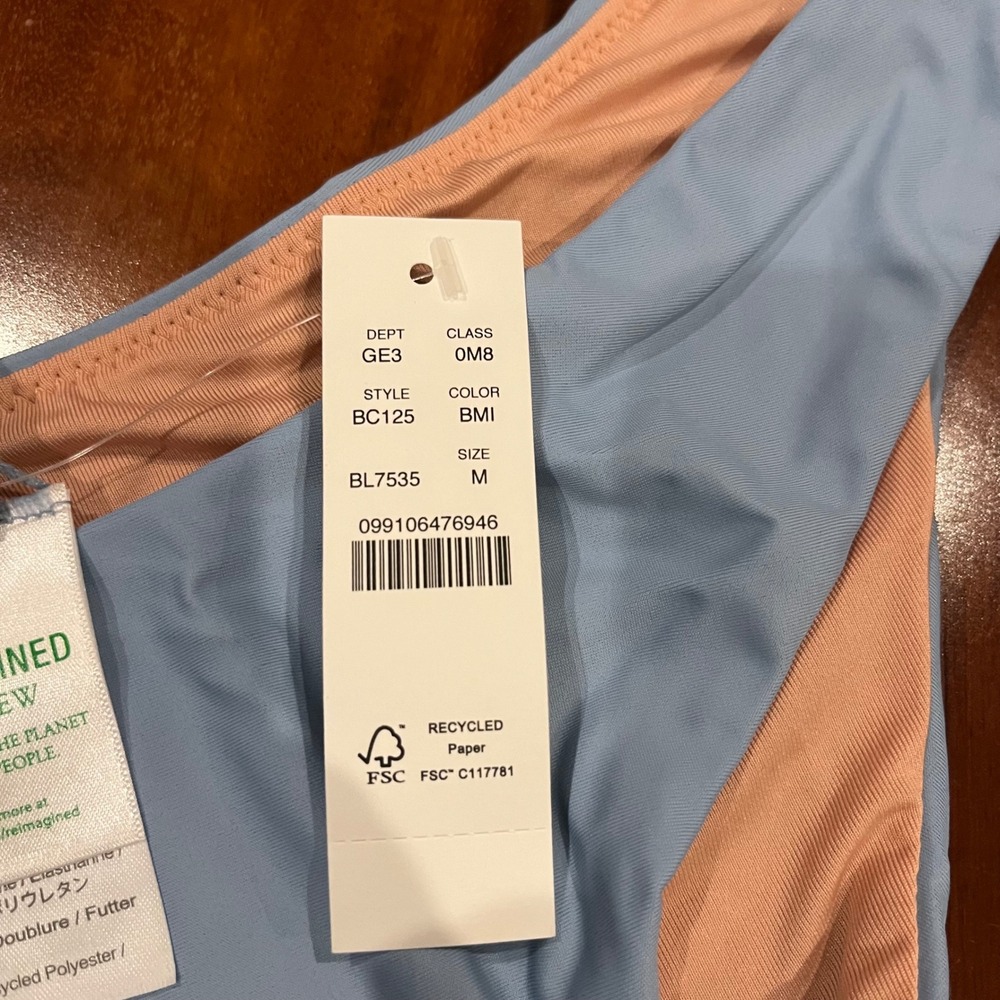 J.Crew Blue Bikini Bottom Swim Solid High Waist Light BC125 New Size M Medium - Picture 2 of 5